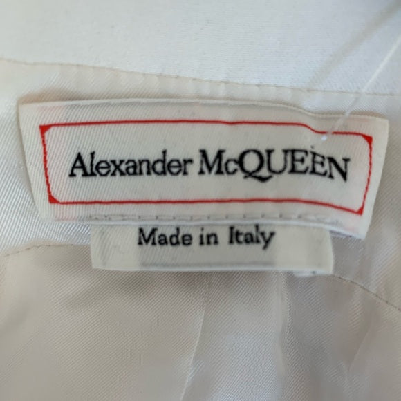 Alexander McQueen Slashed Crepe Jacket Cut out Blazer Ivory