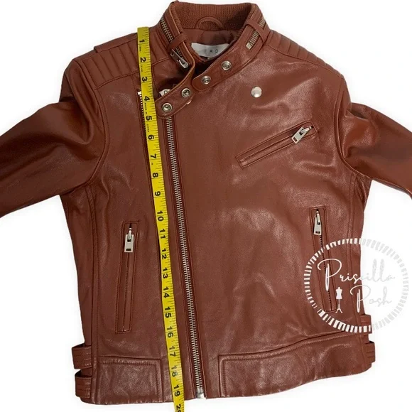 NWT IRO Brown New Luciana Cognac Jacket Moto Crop Biker Leather Jacket