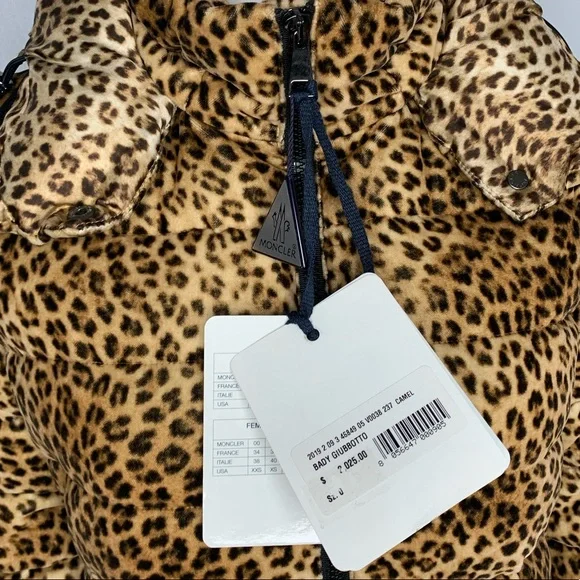 NWT Moncler Bady Cheetah Print Hooded Down Coat Puffer