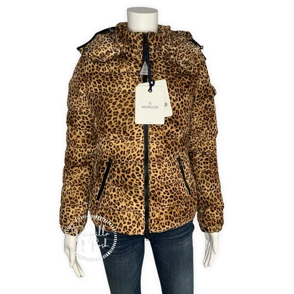 NWT Moncler Bady Cheetah Print Hooded Down Coat Puffer