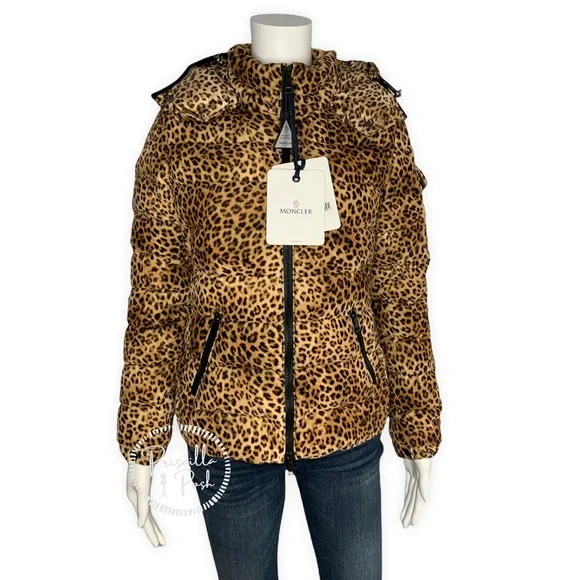 NWT Moncler Bady Cheetah Print Hooded Down Coat Puffer Priscilla