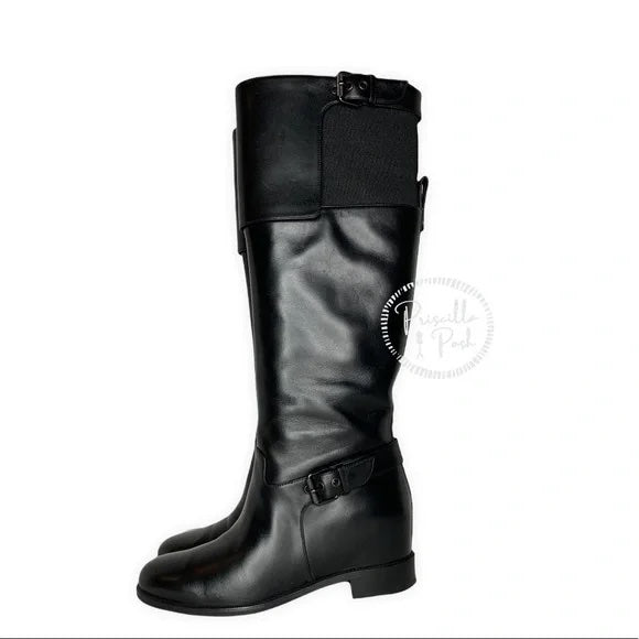 CHRISTIAN LOUBOUTIN Karlanfame Boot Black Leather Knee High Riding Boots