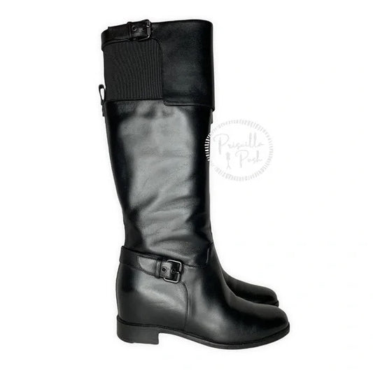 CHRISTIAN LOUBOUTIN Karlanfame Boot Black Leather Knee High Riding Boots