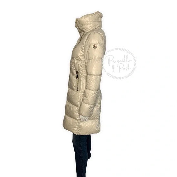 Moncler Joinville Asymmetric Zip Down Puffer Jacket Ivory White