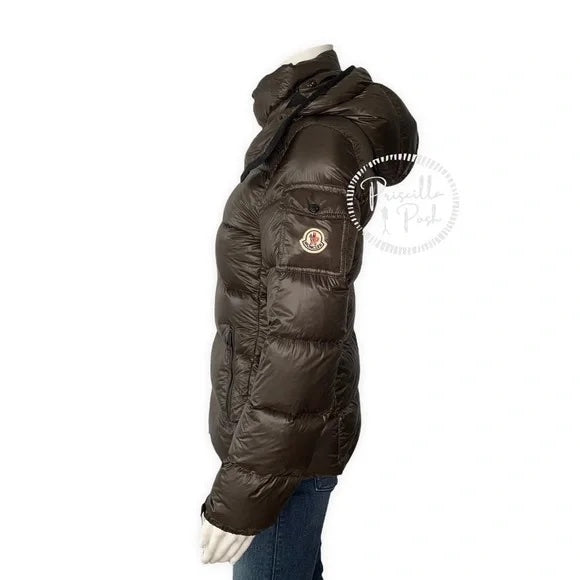 Moncler Dark Brown Puffer Jacket Goose Down Puffer Coat Hooded