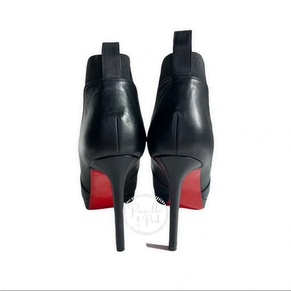 Christian Louboutin Crochinetta 100 black leather ankle boots booties heeled 38