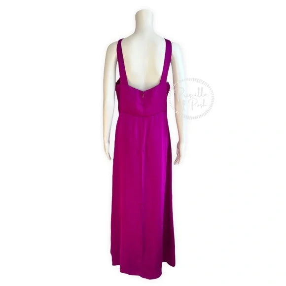 Jill Jill Stuart Halter Keyhole Sleeveless Satin Evening Gown Purple fuchsia