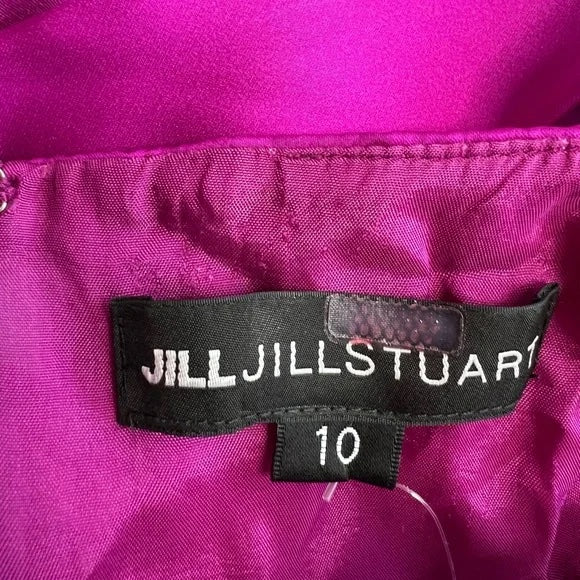 Jill Jill Stuart Halter Keyhole Sleeveless Satin Evening Gown Purple fuchsia