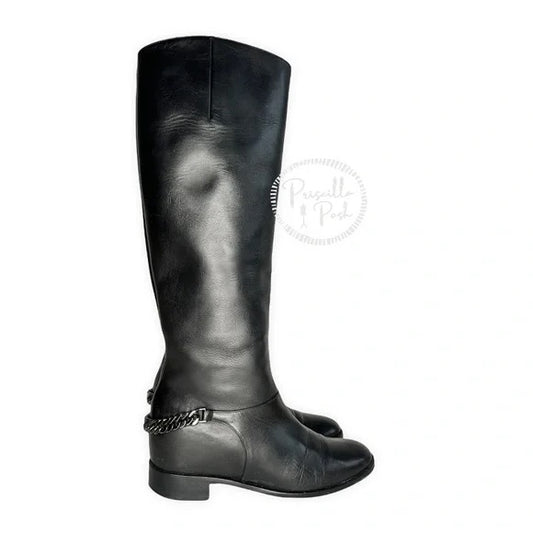 Christian Louboutin Black Leather Tall Knee Boot 39 Black Leather Knee High