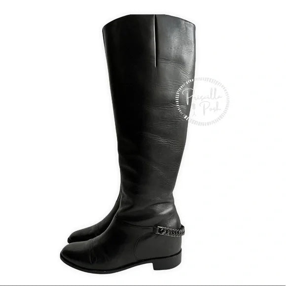 Christian Louboutin Black Leather Tall Knee Boot 39 Black Leather Knee High