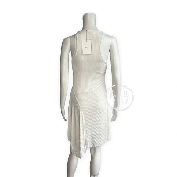 NWT A.L.C. White High neck asymmetric ribbed Bea Dress