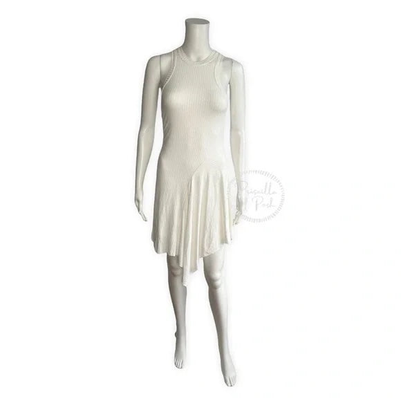 NWT A.L.C. White High neck asymmetric ribbed Bea Dress