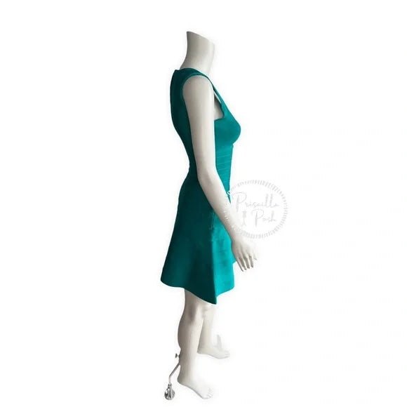 NWT HERVE LEGER Women's Sleeveless Bandage Dress In Turquoise