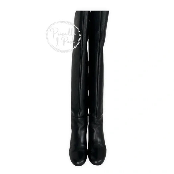 Christian Louboutin Black Leather Beatrice Over-the-knee Leather Red Sole Boots