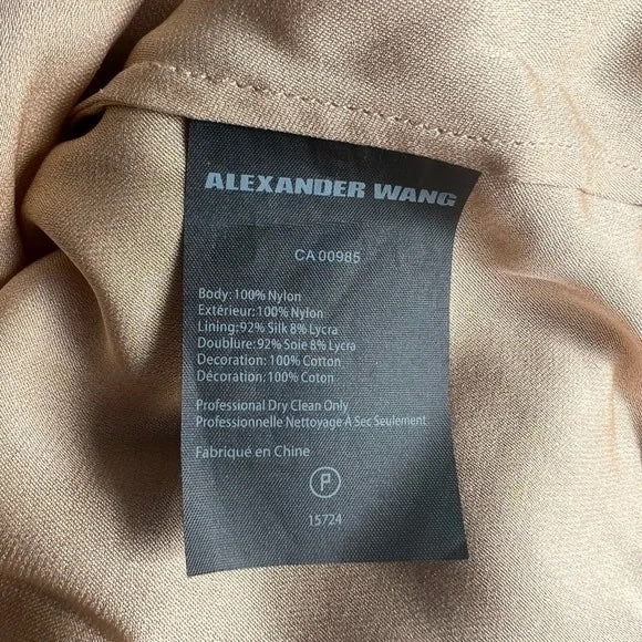 Alexander Wang Long Sleeve Contoured Mini Dress in Black Lace Sheer Nude Slip