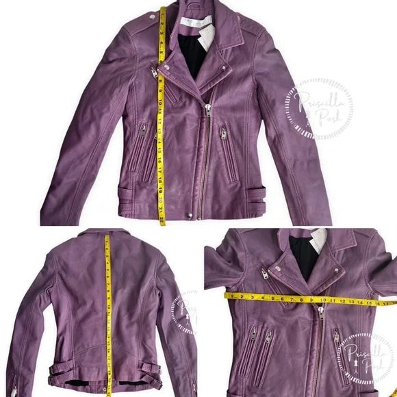 NWT IRO Han Leather Moto Jacket Purple Leather Motorcycle Jacket