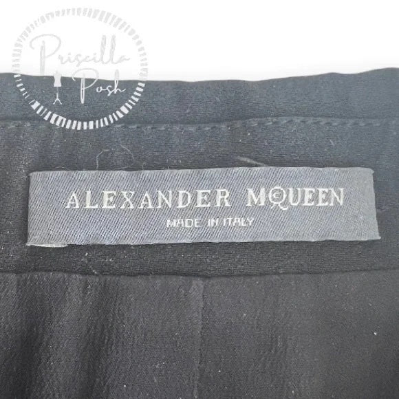 Alexander McQueen Women's Black Tuxedo Dress Double Breasted Satin Lapel A-Line