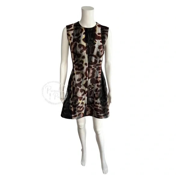 Christian Dior Animal Print Mini Dress A Line Fit and Flare Leopard Cheetah Size 2