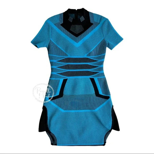 Alexander Wang Runway Bi Color Mesh Tee Sneaker Collection Dress neon Blue Black