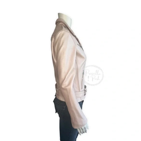 IRO Milaspe Leather Jacket Pearlized Pink Light Pink Pearl Moto jacket