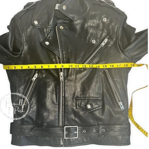 NWOT IRO Anoh leather biker jacket black leather Moto jacket Size 38 Small 6