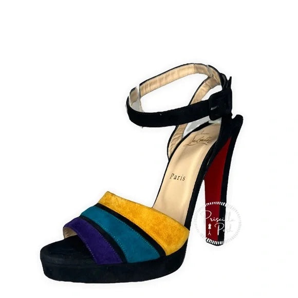 Christian Louboutin Color Block Viva Bella 140 Veau Velours Sandals Platform