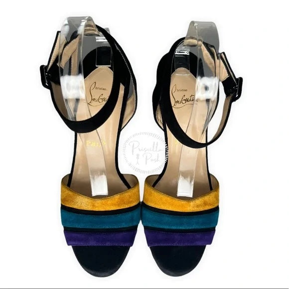 Christian Louboutin Color Block Viva Bella 140 Veau Velours Sandals Platform