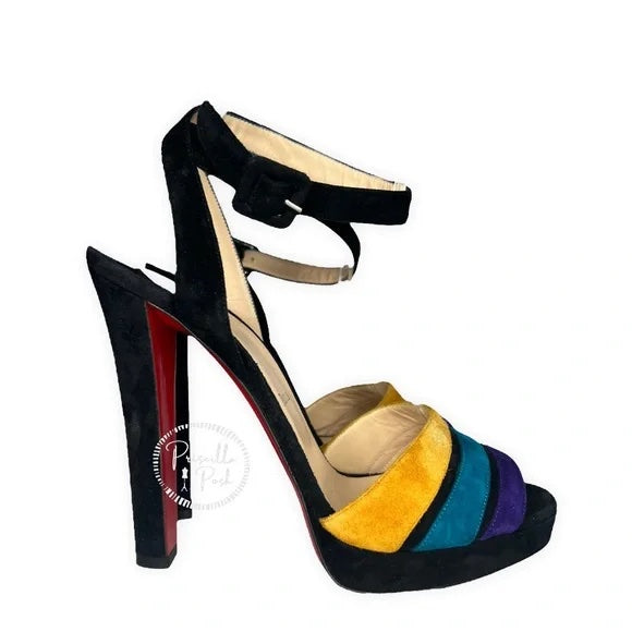 Christian Louboutin Color Block Viva Bella 140 Veau Velours Sandals Platform