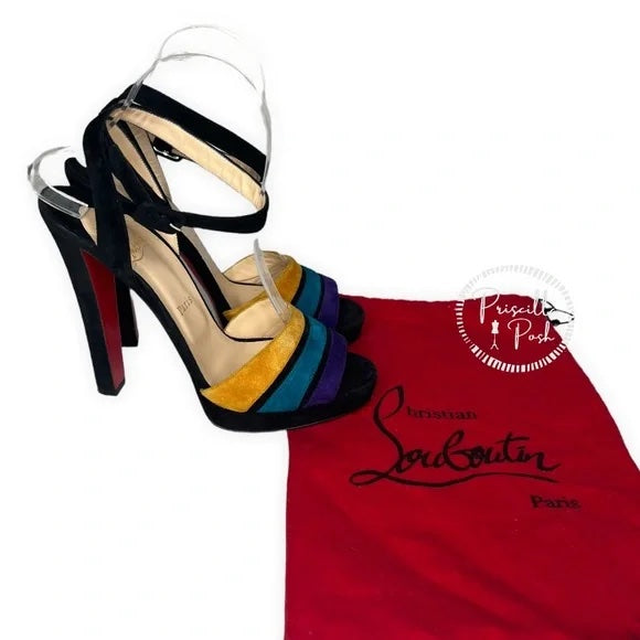 Christian Louboutin Color Block Viva Bella 140 Veau Velours Sandals Platform