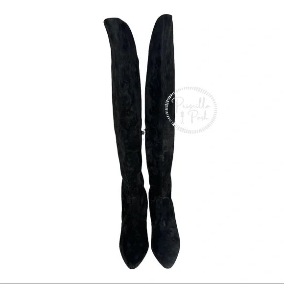 Christian Louboutin Eleonor Tall Suede Boots Black Suede Leather Heeled Boots 40