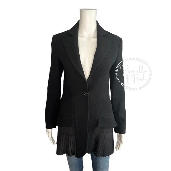 Christian Dior Womens Pleated Silk One Button Blazer Black Wool Bar Jacket 4