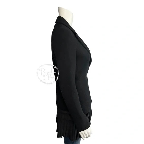 Christian Dior Womens Pleated Silk One Button Blazer Black Wool Bar Jacket 4
