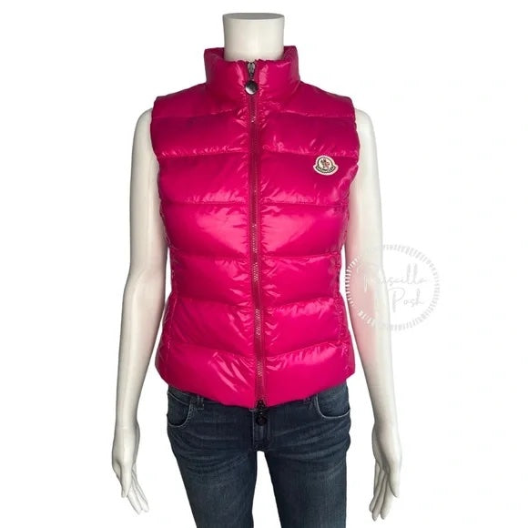 Moncler Bright Pink Puffer Vest Goose Down Padded Hot Pink