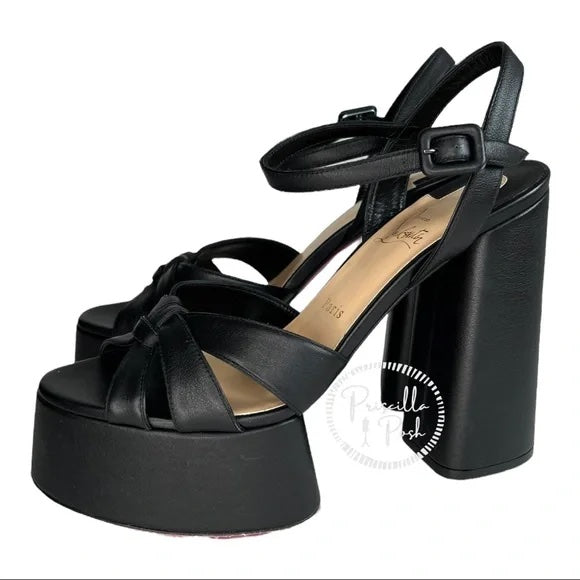 NEW CHRISTIAN LOUBOUTIN Foolanjalili 130 leather platform sandals Black 40.5