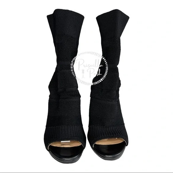 Christian Louboutin Boots Cheminene 120 cutout stretch-knit sock boots Black 35.5