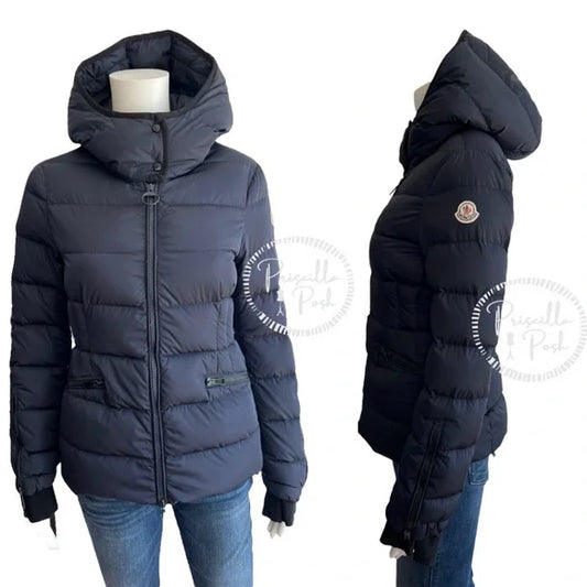 Moncler Navy Blue Goose Down Puffer Coat Betula Padded Puffer Jacket In Navy XS
