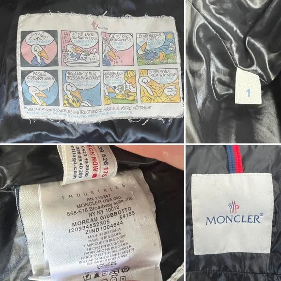 Moncler Black Puffer Jacket Puffer Coat Goose Down Sleeve Logo Moncler Moreau