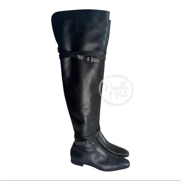 NWB Christian Louboutin Black Leather Thigh High Over the Knee Black Boots 37