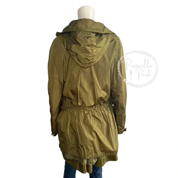 Moncler Women's Olive Green Sora Parka Long Jacket Parka Peplum Wind Jacket Rain