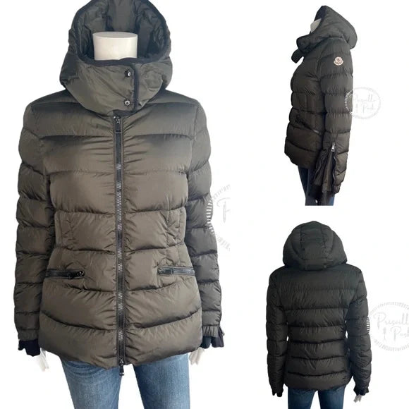 Moncler Brown and Black Puffer Coat Puffer Jacket Betula Hooded Puffer Coat
