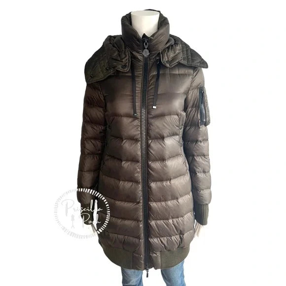 Moncler Drawstring-Back Puffer Jacket Olive Green “Chambly” Long Puffer Coat