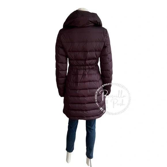Moncler Purple Quilted Long Puffer Jacket Flammette Long Down Jacket With Hood