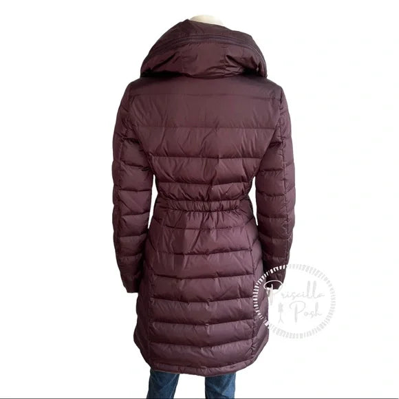 Moncler Purple Quilted Long Puffer Jacket Flammette Long Down Jacket With Hood