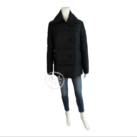 Moncler Black Wool Goose Down Puffer Coat Puffer Jacket