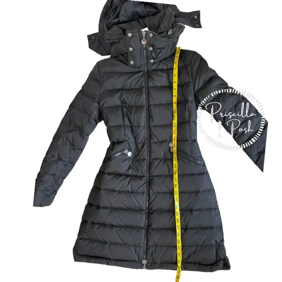 Moncler Black Long Goose Down Flamme Giubbotto Long Down Puffer Jacket Winter XS