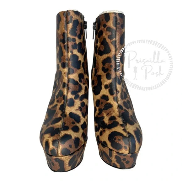 NEW Christian Louboutin Leather Bianca Platform Bootie Leopard Cheetah Ankle 36