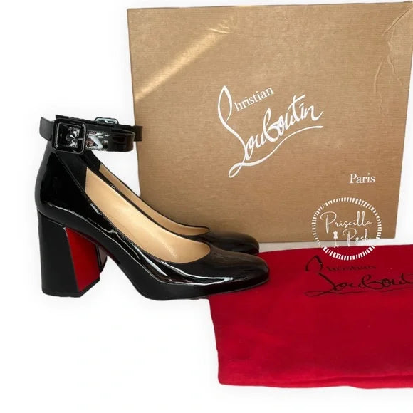 Christian Louboutin Black Soval Ankle Strap Pump 36 Priscilla Posh