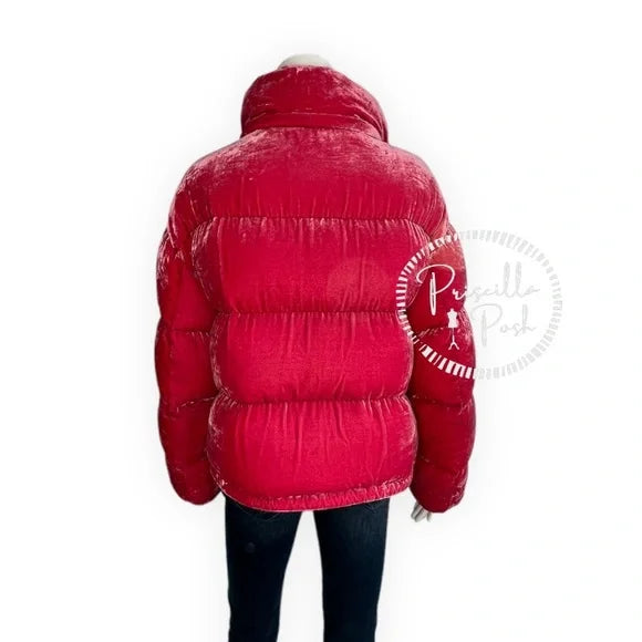 Moncler Pink Velvet Down Puffer Coat Puffer Jacket