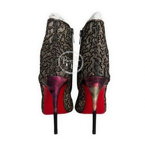 Christian Louboutin Nancy 100 Embellished Lace trimmed Flocked
