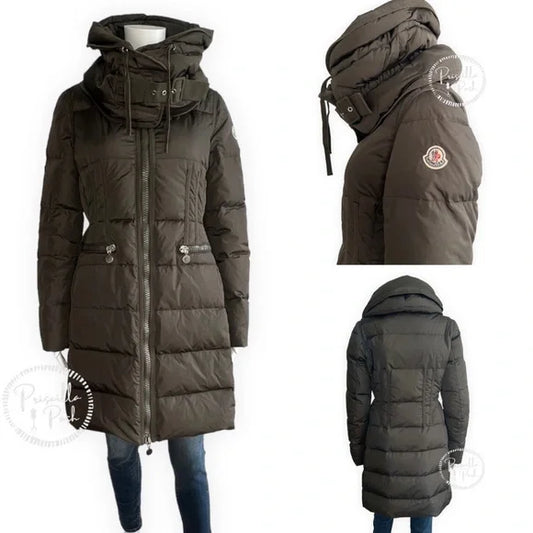 Moncler Olive Green Full Length Long Puffer Coat Puffer Jacket Parka Goose Down